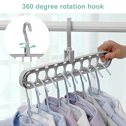 Emooqi 10 PCS Magic Hanger, Perchas Que Ahorran Espacio/Perchas Ropa Organizador,9 Hoyos Perchas De Almacenamiento Plegables,Girar Libremente 360 ​​Grados Soporte para Colgador