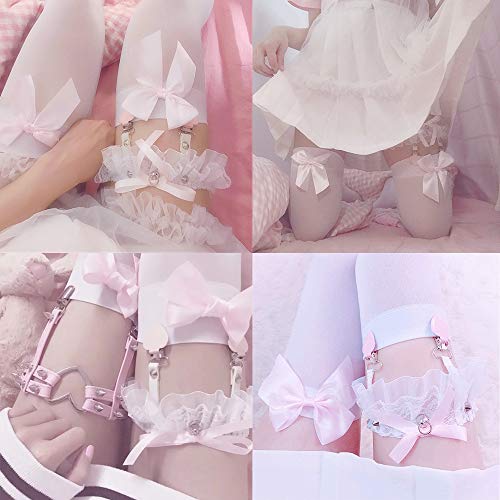 Encaje Ajustable Sexy Arnés De Pierna Cinturones De Liga Gótico Mujeres Conjuntos De Medias De Liga Anillo De Muslo Kawaii con Clip