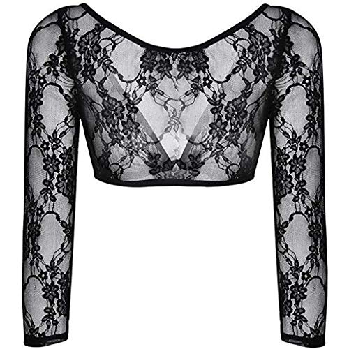 Encaje Manga Larga Tocando Fondo de la Camisa sección Corta Ombligo V-Cuello Perspectiva Rebeca Costura Sexy Ropa Interior Ropa Interior Ropa Interior Ropa Interior riou