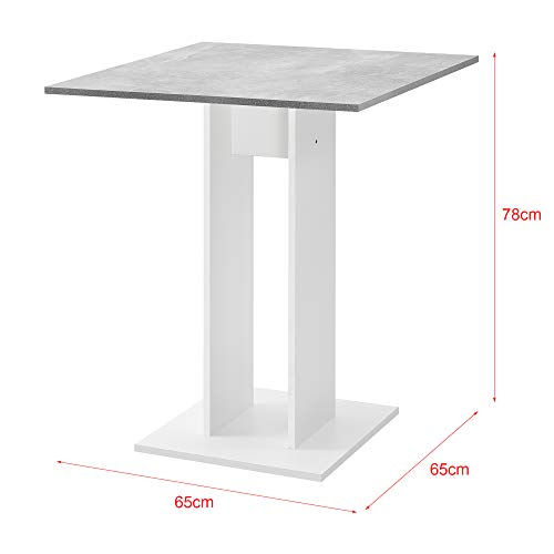 [en.casa] Mesa de Comedor Lindesnes 65 x 65 x 78 cm Mesa de Cocina o Salón Cuadrada Mesa de Bar Mesa de Bistro Efecto hormigón y Blanco