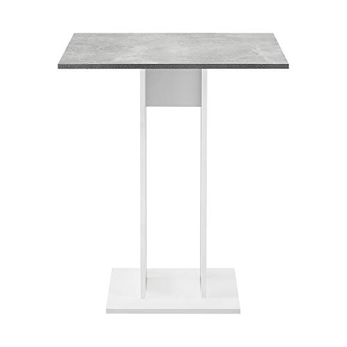 [en.casa] Mesa de Comedor Lindesnes 65 x 65 x 78 cm Mesa de Cocina o Salón Cuadrada Mesa de Bar Mesa de Bistro Efecto hormigón y Blanco