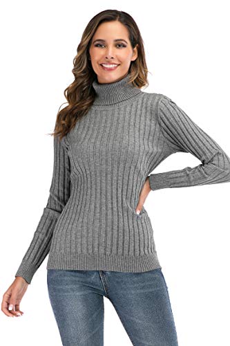 Enjoyoself Suéter Cuello Alto para Mujer Invierno Jerseys Elegantes Prenda de Punto Cálido Pullover Básico