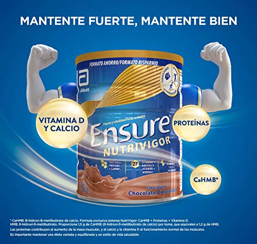 Ensure Nutrivigor - Complemento Alimenticio para Adultos, con HMB, Proteínas, Vitaminas y Minerales, como el Calcio - Sabor Chocolate - 850 g