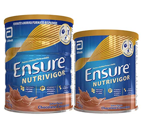 Ensure Pack de 2 NutriVigor Complemento Alimenticio con Proteínas, Vitaminas y Minerales, Sabor Chocolate - 850 gr + 400 gr