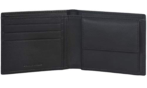 Eono by Amazon - Cartera de Cuero para Mujer y Hombre con diseño Plano y protección contra Lectura RFID (Cuero Negro napa)
