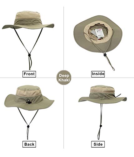 EONPOW Sombrero de Sol para Hombre Mujer Factor de protección 50 UV, Sombreros de Pesca para Exteriores, Estilo Pescador con Rejilla, 56-61 cm