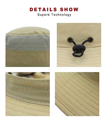 EONPOW Sombrero de Sol para Hombre Mujer Factor de protección 50 UV, Sombreros de Pesca para Exteriores, Estilo Pescador con Rejilla, 56-61 cm