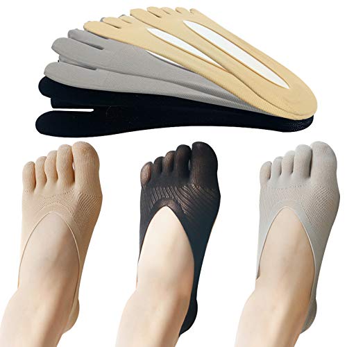 EQLEF Calcetines Dedos, antideslizantes, calcetines de cinco dedos, calcetines suaves de corte bajo, transpirables para ballet, yoga, 6 pares