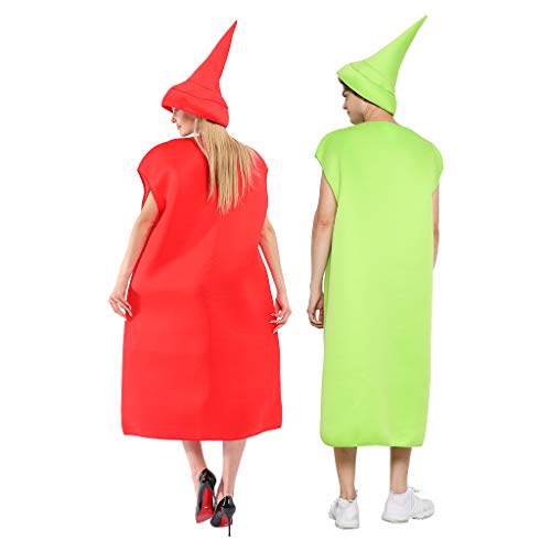 EraSpooky Disfraz de Salsa de Tomate Mostaza Comida Unisex Disfraces Fiesta de Halloween Traje Divertido para Pareja Hombres Adultos Mujeres
