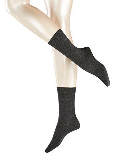 Esprit Basic Easy Socks 2p Calcetines, Gris (Anthracite 3080), 39/42 (Talla del fabricante: 39-42) (Pack de 2) para Mujer