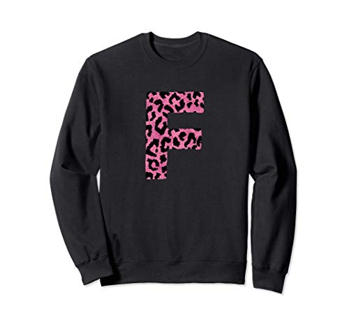 Estampado de Leopardo Rosa Monograma la Letra F Inglés Sudadera