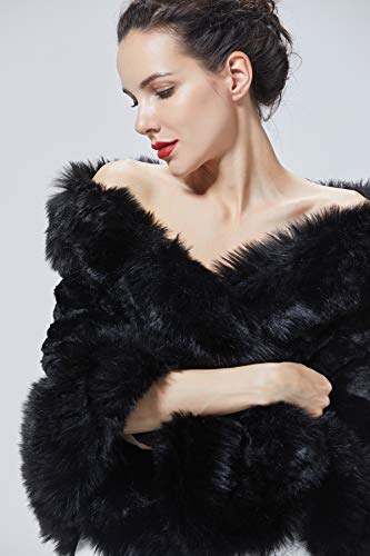 Estola Chal Pelo Mujer Piel Sintética Poncho Capa Boleros para Fiesta Boda Novias Invierno Blanco