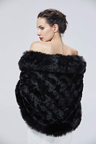 Estola Chal Pelo Mujer Piel Sintética Poncho Capa Boleros para Fiesta Boda Novias Invierno Blanco