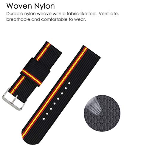 Estuyoya - Pulsera de Nailon compatible con Samsung Galaxy Watch 3 45mm/ Gear S3 Frontier / Classic / Colores Bandera de España 22mm Ajustable Transpirable Deportiva Casual Elegante - Lineblack