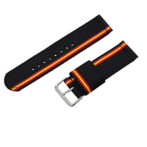 Estuyoya - Pulsera de Nailon compatible con Samsung Galaxy Watch 3 45mm/ Gear S3 Frontier / Classic / Colores Bandera de España 22mm Ajustable Transpirable Deportiva Casual Elegante - Lineblack