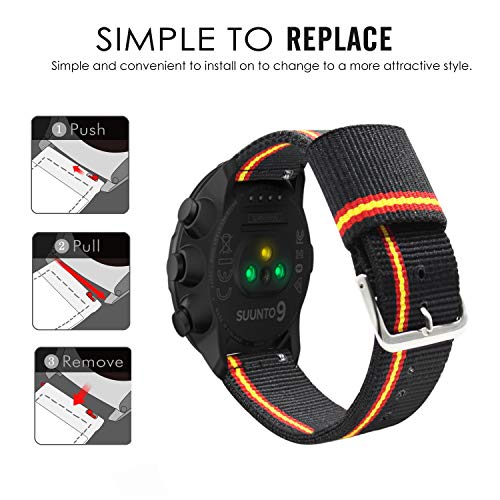 Estuyoya - Pulsera de Nailon Compatible con Suunto 9/Traverse/Diesel Smartwatch DZT2009/Fossil Q Machine Hybrid/Michael Kors Grayson Colores Bandera de España Transpirable Elegante 24mm - Lineblack