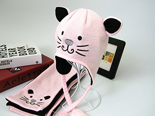 Estwell Sombrero y Bufanda del Bebé Niños Niñas, Invierno Caliente Lindo Gato Gorra de Punto para Bebe Chicos Chicas