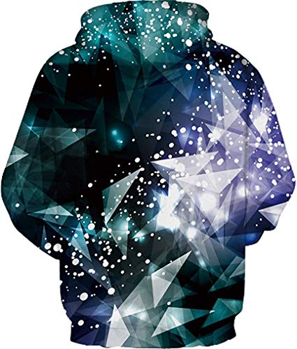 EUDOLAH Sudadera Casual Hombre Chico con Capucha y Manga Larga Pullover Fantasía con Estampado 3D Vacaciones Invierno(Violeta Verde Cristal-1,XXL-3XL)