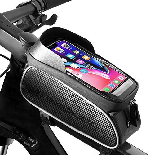 Evaduol Bolsa de Bicicleta Impermeables - Bolsa de Bicicleta Montaña con Pantalla Táctil de TPU Gran Capacidad Con Parasol Orificio para Auriculares Compatible con Teléfono Inteligente Debajo 6.5”