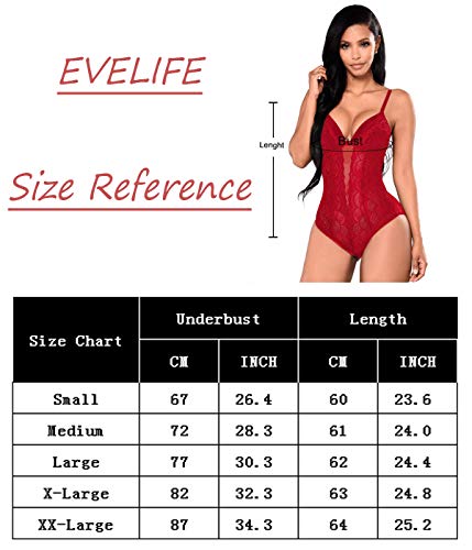EVELIFE Mujer Erótica Ropa Interior Apretada Malla Body Elástico Mallas Encaje Floral Translúcido(Negro M)