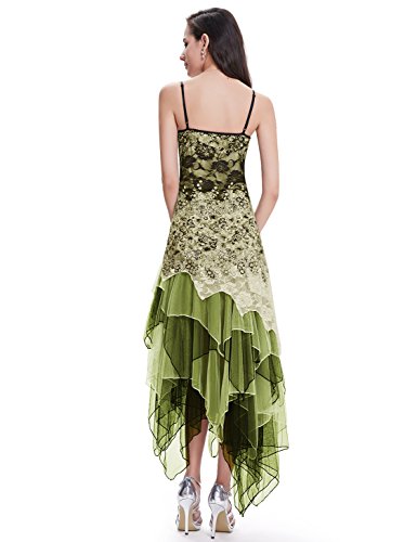 Ever-Pretty Asimetrico Vestido de Noche Corto Vestido de Fiesta Cuello en V Vestido Casual para Mujer Verde 50