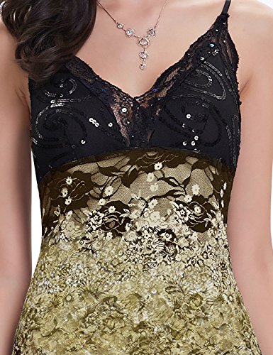 Ever-Pretty Asimetrico Vestido de Noche Corto Vestido de Fiesta Cuello en V Vestido Casual para Mujer Verde 50