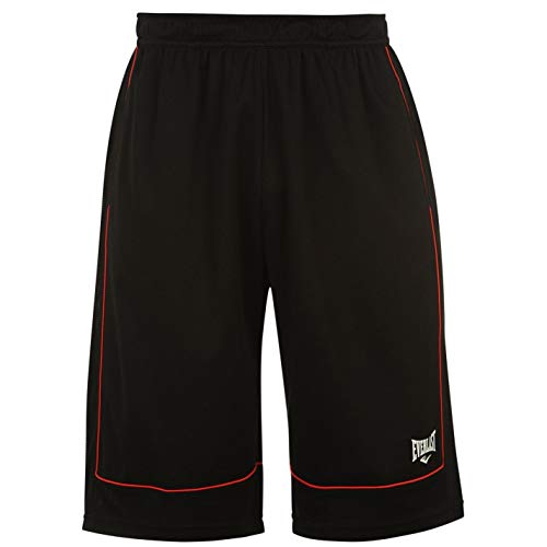 Everlast - Pantalones cortos de baloncesto para hombre, sueltos, ropa deportiva, Todo el año, Hombre, color negro/rojo, tamaño XXXXL