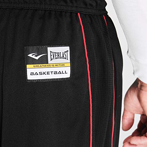 Everlast - Pantalones cortos de baloncesto para hombre, sueltos, ropa deportiva, Todo el año, Hombre, color negro/rojo, tamaño XXXXL