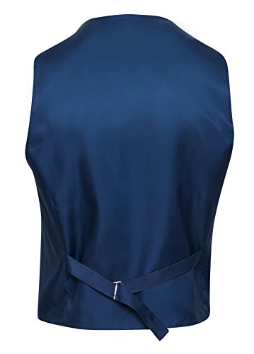 Evoga - Chaleco de sastre para hombre, corte entallado, doble pecho, satén turquesa XXL