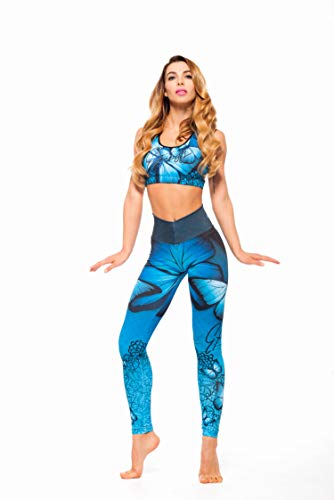 Excess Sujetador Deportivo para Mujer Shock Absorber Alas Top Push Up Fitness Yoga Pilates Running Gimnasio Maillot de Ciclismo 3D de Fiesta Mujer Sexy Italiano Camisetas Dim Azul M