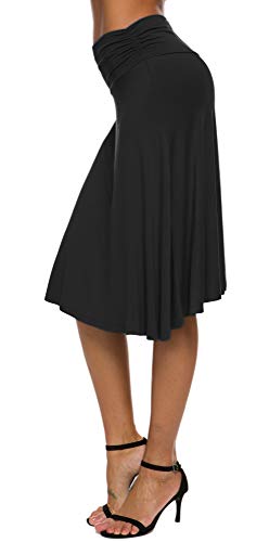 EXCHIC Falda de Yoga para Mujer con Mini Llamarada (XL, Negro)