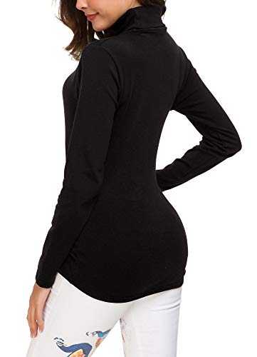 EXCHIC Suéter de Cuello Alto de la Mujer (M, Negro)