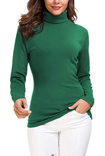 EXCHIC Suéter de Cuello Alto de la Mujer (M, Verde Oscuro)