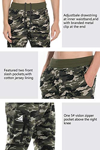 Extreme Pop Hombre Pantalones de chándal con Estampado Reflectante de Camuflaje (M, Verde Camuflaje)