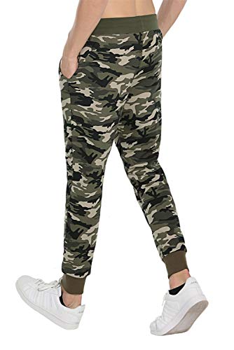 Extreme Pop Hombre Pantalones de chándal con Estampado Reflectante de Camuflaje (M, Verde Camuflaje)