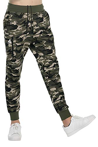 Extreme Pop Hombre Pantalones de chándal con Estampado Reflectante de Camuflaje (M, Verde Camuflaje)