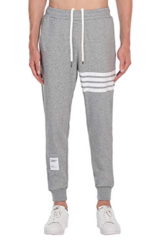 Extreme Pop Hombre Pantalones de chándal Joggers de Gimnasia con Estampado de Rayas (M, Gris)