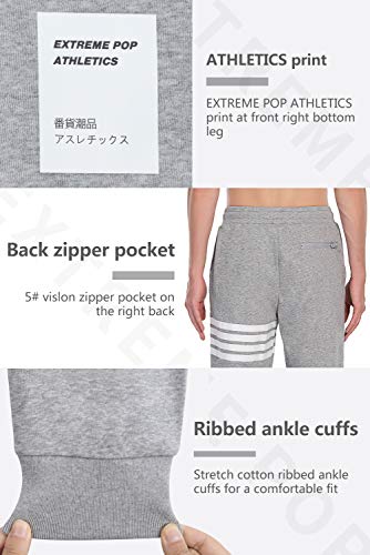 Extreme Pop Hombre Pantalones de chándal Joggers de Gimnasia con Estampado de Rayas (M, Gris)