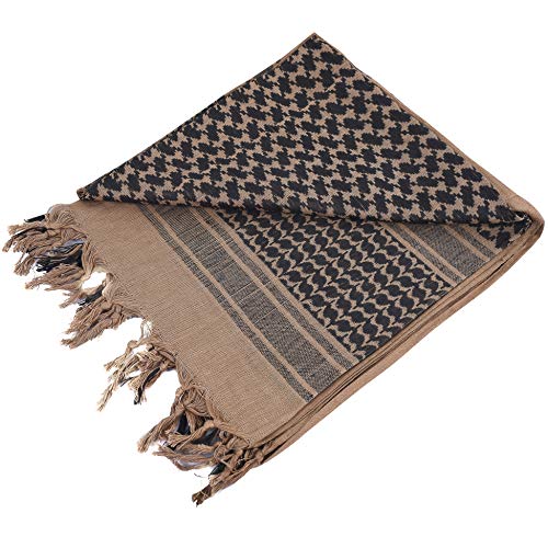ExTWISTIM - Bufanda de keffiyeh Arab Wrap Army militar Tactical Wdesierty, 100% algodón, con cabeza de cuadros unisex marrón Talla única
