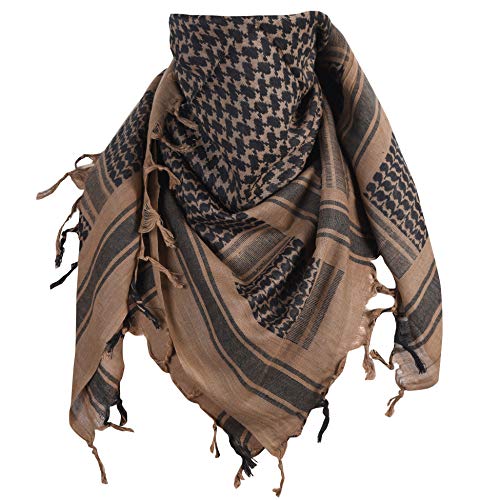 ExTWISTIM - Bufanda de keffiyeh Arab Wrap Army militar Tactical Wdesierty, 100% algodón, con cabeza de cuadros unisex marrón Talla única