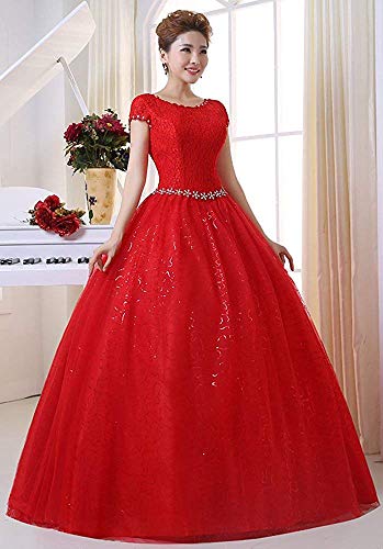 Eyekepper Doble Hombro piso-longitud del vestido nupcial de la boda vestido de encargo para Mujeres 34 Rojo