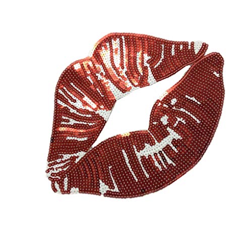 F-blue Ropa de Bricolaje Auto Parche Adhesivo de Las Lentejuelas Red Hot Lip Grande Apliques Accesorios paño de la Goma para Muchachas de Las Mujeres
