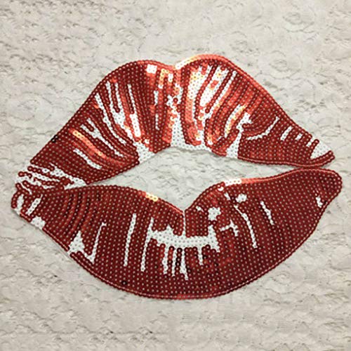 F-blue Ropa de Bricolaje Auto Parche Adhesivo de Las Lentejuelas Red Hot Lip Grande Apliques Accesorios paño de la Goma para Muchachas de Las Mujeres