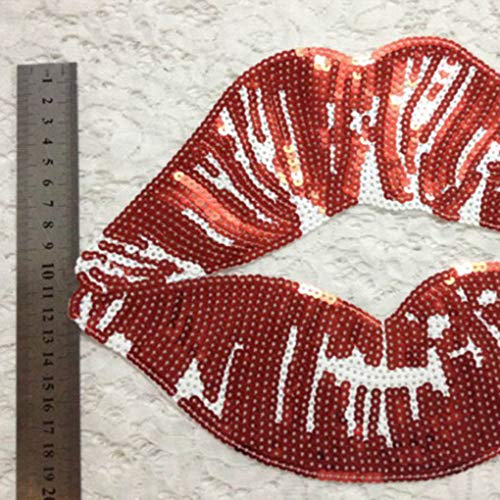 F-blue Ropa de Bricolaje Auto Parche Adhesivo de Las Lentejuelas Red Hot Lip Grande Apliques Accesorios paño de la Goma para Muchachas de Las Mujeres