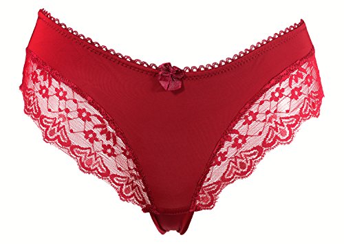 Fabio Farini 6 Culotte Bragas con seductores Detalles de Encaje 3 Negro 3 Rojo L-XL