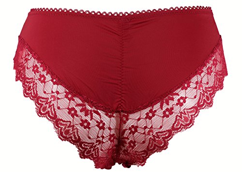 Fabio Farini 6 Culotte Bragas con seductores Detalles de Encaje 3 Negro 3 Rojo L-XL