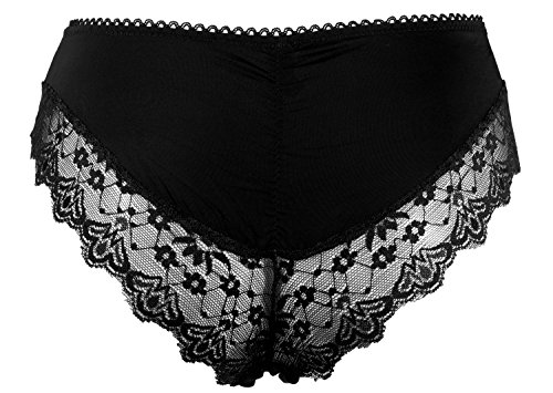 Fabio Farini 6 Culotte Bragas con seductores Detalles de Encaje Negro Set S-M