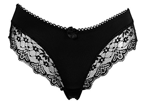 Fabio Farini 6 Culotte Bragas con seductores Detalles de Encaje Negro Set S-M