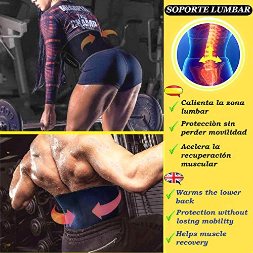 Faja Reductora Mujer y Hombre de Neopreno, Fajas Reductoras Adelgazantes Mujer para Gimnasio, Cinturón Lumbar Abdominal de Ayuda para Sudar y Hacer Deporte, Incluye Riñonera Deportiva, Negro L-XL