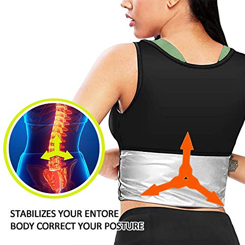 Fajas Reductoras Adelgazantes Mujer, Neopreno Camiseta Reductora Compresion de Sauna Deportivo (Negro, L/XL)